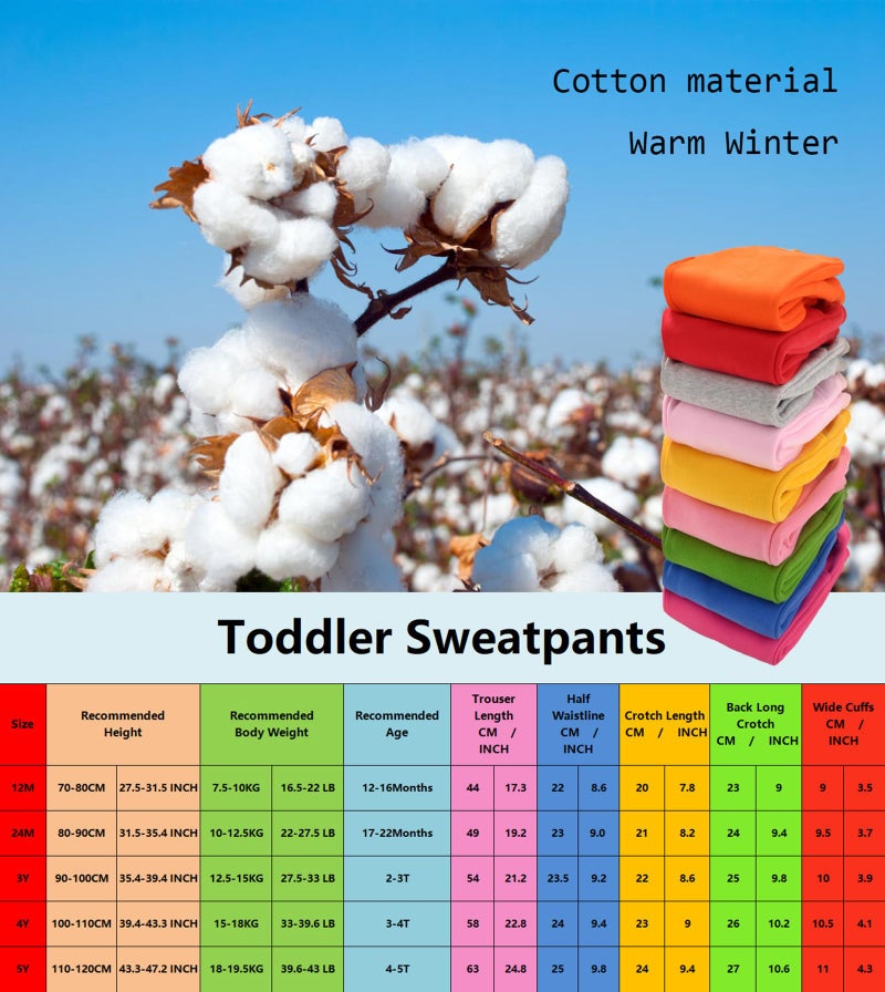 CuteOn Unisex Toddler Jogger Pants Kids Cotton Elastic Waist Winter Baby Sweatpants Pants 4Years Red - Image 2